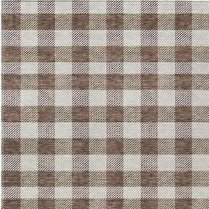 HomeRoots 5' Timeless Brown and Beige Plaid Area Rug – Durable, Washable Indoor/Outdoor Design for Every Space 10' X 14' 595474