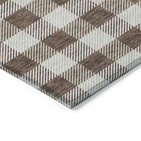 HomeRoots 5' Timeless Brown and Beige Plaid Area Rug – Durable, Washable Indoor/Outdoor Design for Every Space 10' X 14' 595474