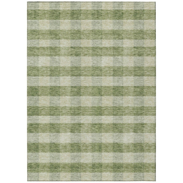 HomeRoots 5' Indoor Outdoor Area Rug - Stylish Green Plaid Design, Machine Washable, Durable for High-Traffic Areas 5' X 8' 595476