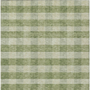 HomeRoots 9' X 12' Washable Green Plaid Area Rug – Durable Indoor/Outdoor Charm for High-Traffic Spaces 595479