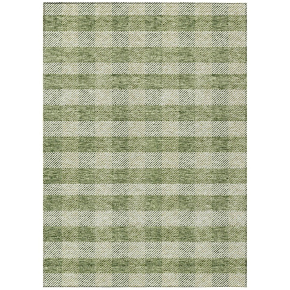 HomeRoots 9' X 12' Washable Green Plaid Area Rug – Durable Indoor/Outdoor Charm for High-Traffic Spaces 595479