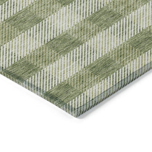 HomeRoots 9' X 12' Washable Green Plaid Area Rug – Durable Indoor/Outdoor Charm for High-Traffic Spaces 595479