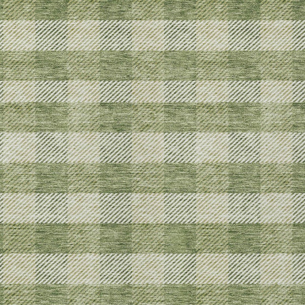 HomeRoots 9' X 12' Washable Green Plaid Area Rug – Durable Indoor/Outdoor Charm for High-Traffic Spaces 595479
