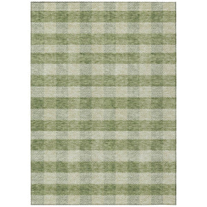 HomeRoots 5' Indoor Outdoor Area Rug - Stylish Green Plaid Design, Machine Washable, Durable for High-Traffic Areas 10' X 14' 595480