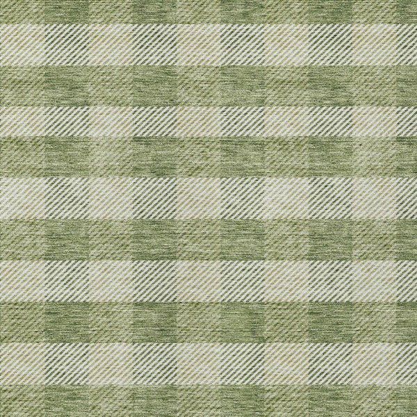 HomeRoots 5' Indoor Outdoor Area Rug - Stylish Green Plaid Design, Machine Washable, Durable for High-Traffic Areas 10' X 14' 595480