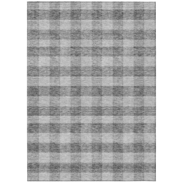 HomeRoots 5' Stylish Gray and Charcoal Plaid Washable Area Rug - Perfect for Indoor and Outdoor Spaces 5' X 8' 595482