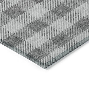 HomeRoots 5' Stylish Gray and Charcoal Plaid Washable Area Rug - Perfect for Indoor and Outdoor Spaces 5' X 8' 595482
