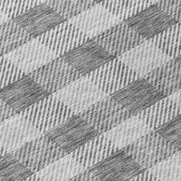 HomeRoots 5' Stylish Gray and Charcoal Plaid Washable Area Rug - Perfect for Indoor and Outdoor Spaces 8' Round 595483