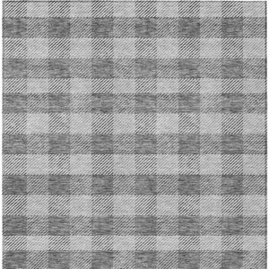 HomeRoots 5' Stylish Gray and Charcoal Plaid Washable Area Rug - Perfect for Indoor and Outdoor Spaces 8' X 10' 595484