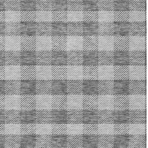 HomeRoots 9' Gray and Charcoal Plaid Area Rug – Washable, Durable, Indoor/Outdoor Use for Stylish Spaces 595485