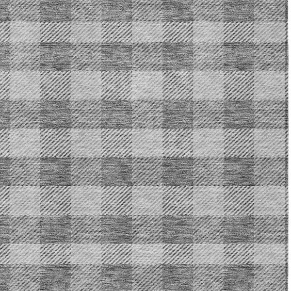 HomeRoots 9' Gray and Charcoal Plaid Area Rug – Washable, Durable, Indoor/Outdoor Use for Stylish Spaces 595485