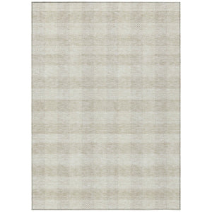 HomeRoots 5' Ivory and Beige Plaid Washable Area Rug for Indoor and Outdoor Use - Durable, Stylish & Easy Care 5' X 8' 595488