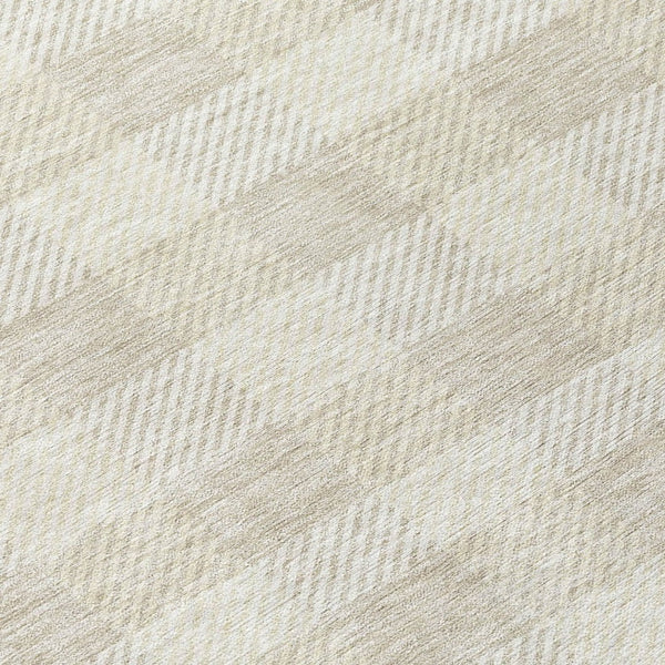 HomeRoots 5' Ivory and Beige Plaid Washable Area Rug for Indoor and Outdoor Use - Durable, Stylish & Easy Care 8' Round 595489
