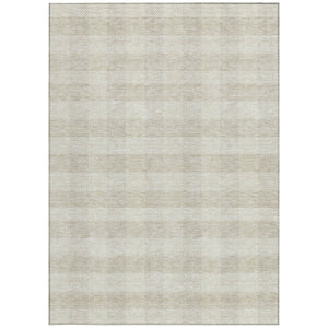 HomeRoots 5' Ivory and Beige Plaid Washable Area Rug for Indoor and Outdoor Use - Durable, Stylish & Easy Care 8' X 10' 595490