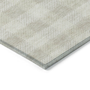 HomeRoots 5' Ivory and Beige Plaid Washable Area Rug for Indoor and Outdoor Use - Durable, Stylish & Easy Care 8' X 10' 595490
