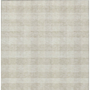 HomeRoots 5' Ivory and Beige Plaid Washable Area Rug for Indoor and Outdoor Use - Durable, Stylish & Easy Care 8' X 10' 595490