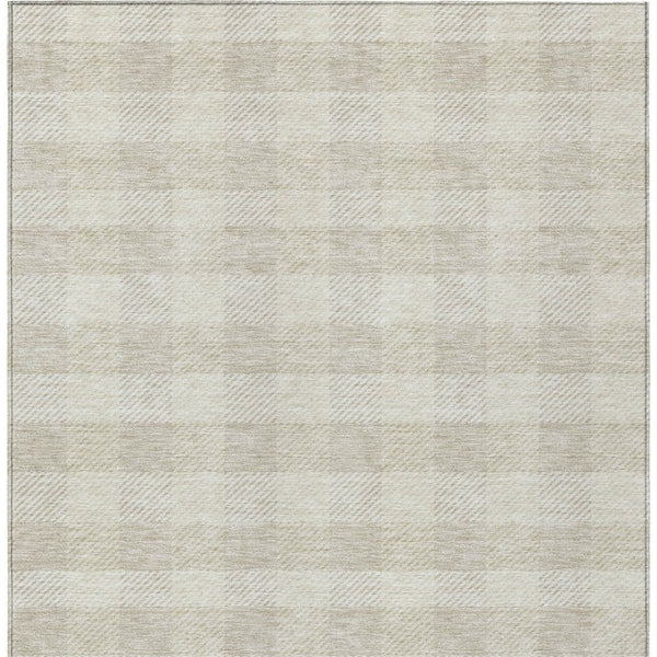 HomeRoots 5' Ivory and Beige Plaid Washable Area Rug for Indoor and Outdoor Use - Durable, Stylish & Easy Care 8' X 10' 595490