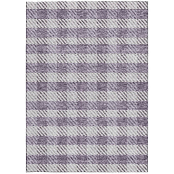 HomeRoots 5' Lavish Lavender and Ivory Plaid Washable Area Rug for Indoor Outdoor Spaces – Easy Care & Stylish 5' X 8' 595494