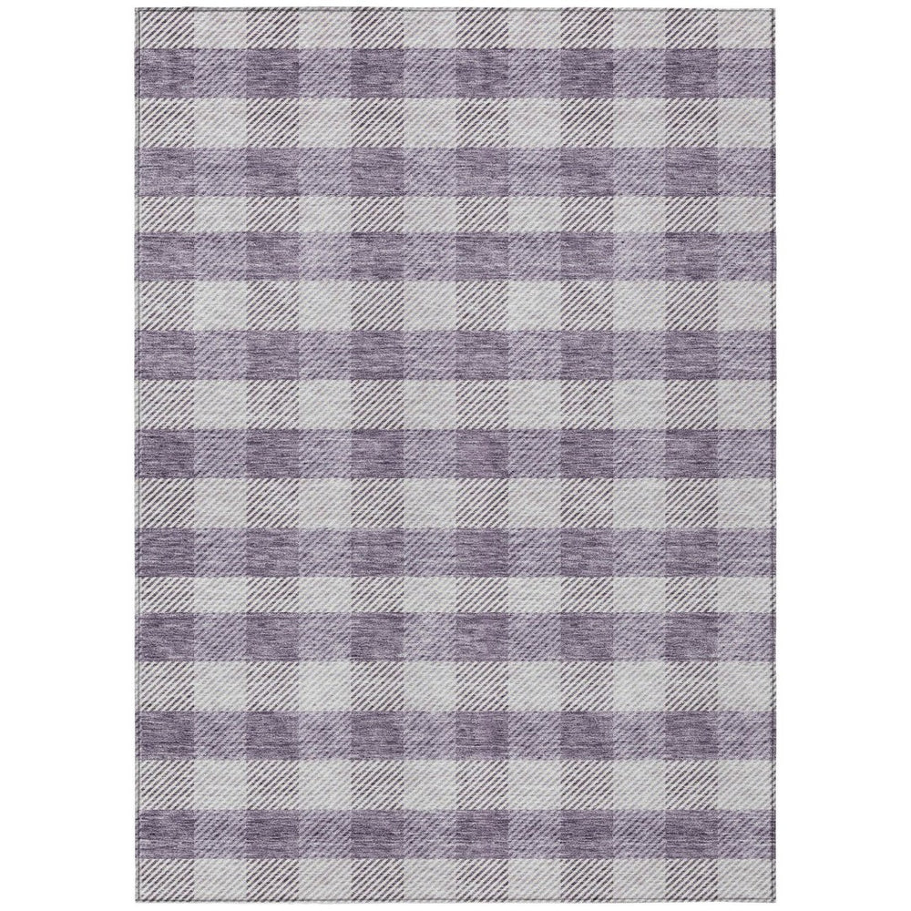 HomeRoots 5' Lavish Lavender and Ivory Plaid Washable Area Rug for Indoor Outdoor Spaces – Easy Care & Stylish 5' X 8' 595494