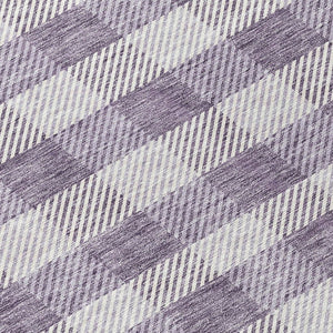 HomeRoots 5' Lavish Lavender and Ivory Plaid Washable Area Rug for Indoor Outdoor Spaces – Easy Care & Stylish 8' Round 595495