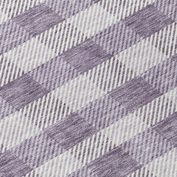 HomeRoots 5' Lavish Lavender and Ivory Plaid Washable Area Rug for Indoor Outdoor Spaces – Easy Care & Stylish 8' Round 595495