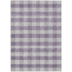 HomeRoots 5' Lavish Lavender and Ivory Plaid Washable Area Rug for Indoor Outdoor Spaces – Easy Care & Stylish 8' X 10' 595496