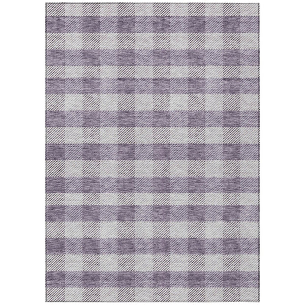HomeRoots 5' Lavish Lavender and Ivory Plaid Washable Area Rug for Indoor Outdoor Spaces – Easy Care & Stylish 8' X 10' 595496