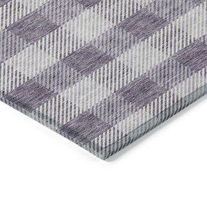 HomeRoots 9' X 12' Stylish Lavender and Ivory Plaid Washable Area Rug – Perfect for Indoor and Outdoor Spaces! 595497