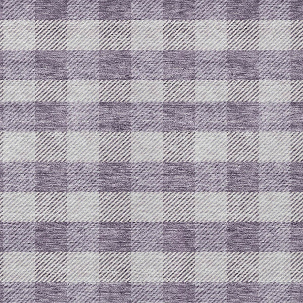 HomeRoots 9' X 12' Stylish Lavender and Ivory Plaid Washable Area Rug – Perfect for Indoor and Outdoor Spaces! 595497
