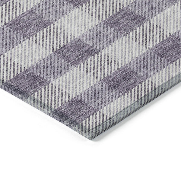 HomeRoots 5' Lavish Lavender and Ivory Plaid Washable Area Rug for Indoor Outdoor Spaces – Easy Care & Stylish 10' X 14' 595498