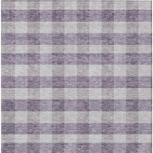 HomeRoots 5' Lavish Lavender and Ivory Plaid Washable Area Rug for Indoor Outdoor Spaces – Easy Care & Stylish 10' X 14' 595498