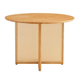 English Elm Chinese Countryside Retro Solid Wood Round Table, Simple Modern Imitation Rattan Table, Wooden Table, Desk. Suitable For Dining Room, Living Room, Office