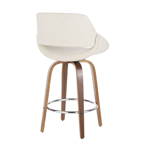 English Elm 26" Mid-century Swivel Counterstools Walnut Legs Charcoal Upholstery Set of 2 B202S00242