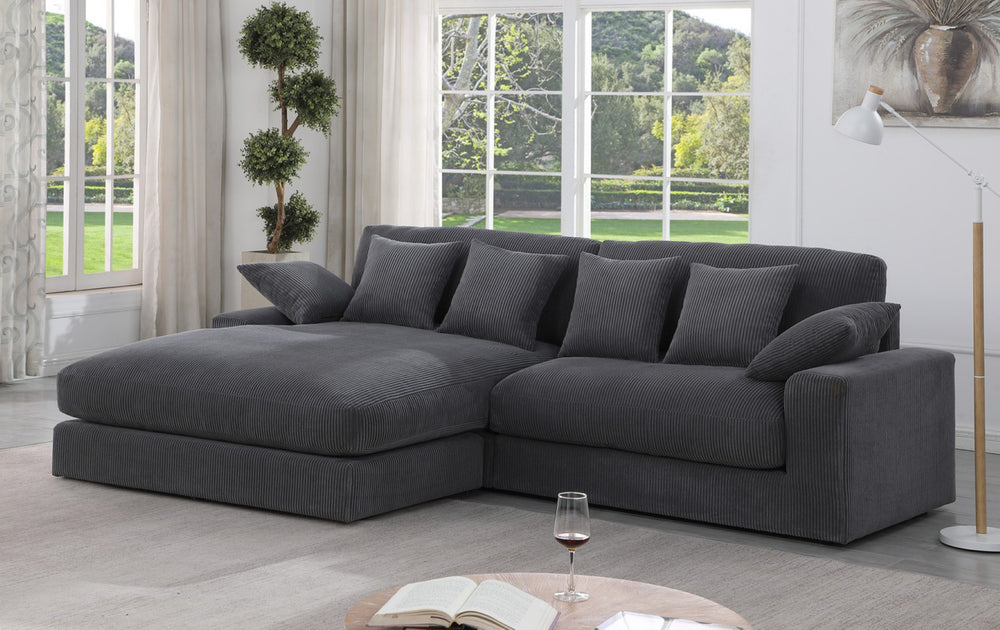 English Elm Astra Reversible Corduroy Sectional Sofa with Chaise Six Pillows Living Room B2749S00233
