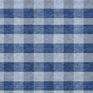 HomeRoots 5' Durable Navy Blue and Ivory Plaid Area Rug - Washable Design for Indoor and Outdoor Use 8' X 10' 595502