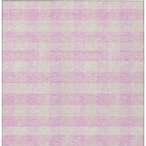 HomeRoots 5' Pink and Gray Plaid Indoor Outdoor Area Rug - Stylish, Durable, Washable Design for Any Space 5' X 8' 595506