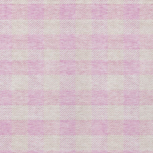 HomeRoots 5' Pink and Gray Plaid Indoor Outdoor Area Rug - Stylish, Durable, Washable Design for Any Space 5' X 8' 595506