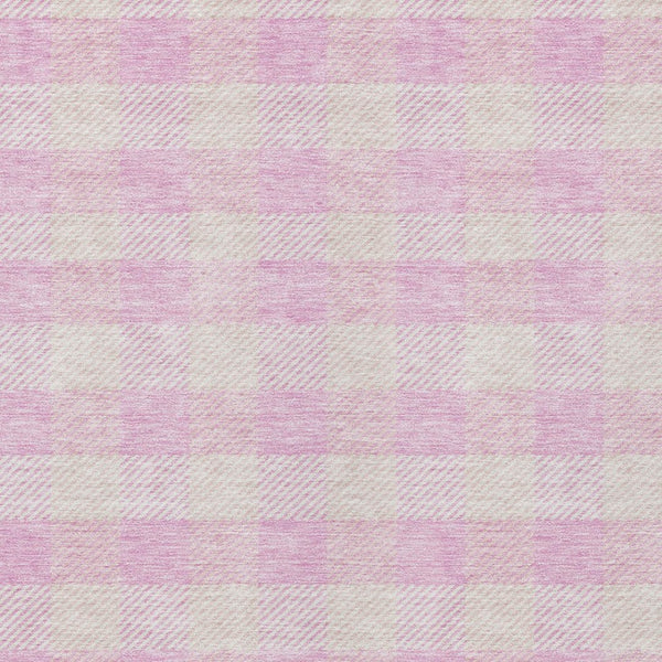 HomeRoots 5' Pink and Gray Plaid Indoor Outdoor Area Rug - Stylish, Durable, Washable Design for Any Space 5' X 8' 595506
