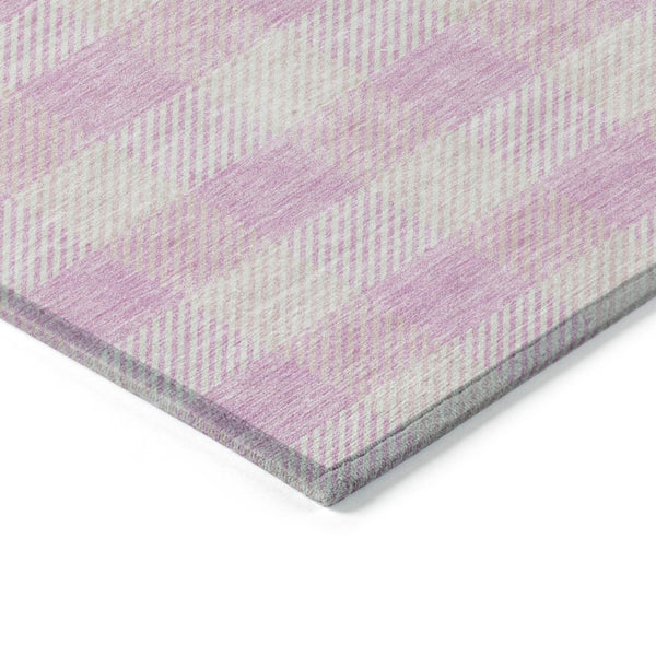 HomeRoots 9' Pink and Gray Plaid Washable Area Rug - Stylish, Durable Indoor/Outdoor Mat for High-Traffic Spaces 595509