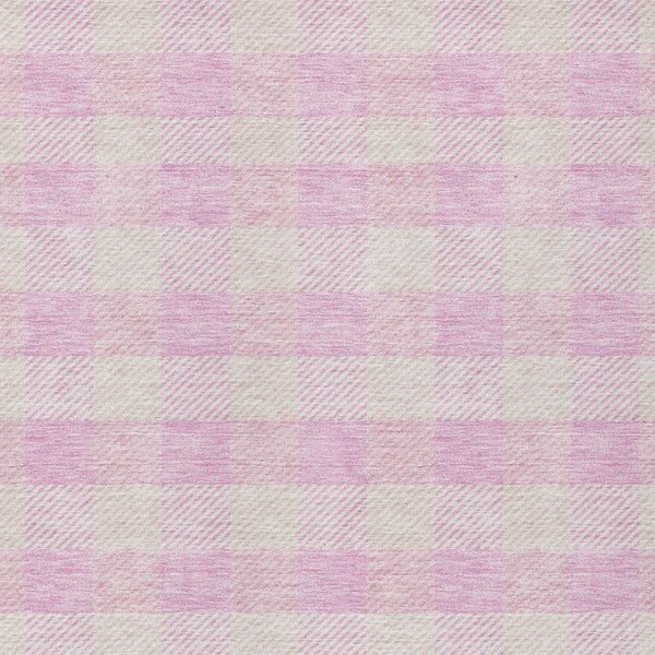 HomeRoots 9' Pink and Gray Plaid Washable Area Rug - Stylish, Durable Indoor/Outdoor Mat for High-Traffic Spaces 595509