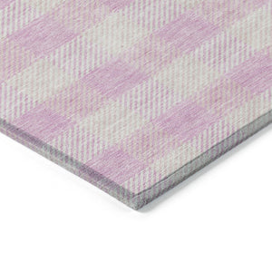 HomeRoots 5' Pink and Gray Plaid Indoor Outdoor Area Rug - Stylish, Durable, Washable Design for Any Space 10' X 14' 595510