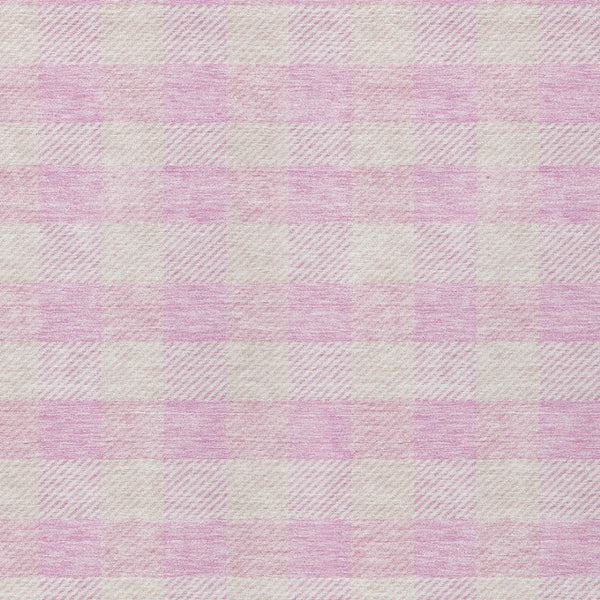 HomeRoots 5' Pink and Gray Plaid Indoor Outdoor Area Rug - Stylish, Durable, Washable Design for Any Space 10' X 14' 595510