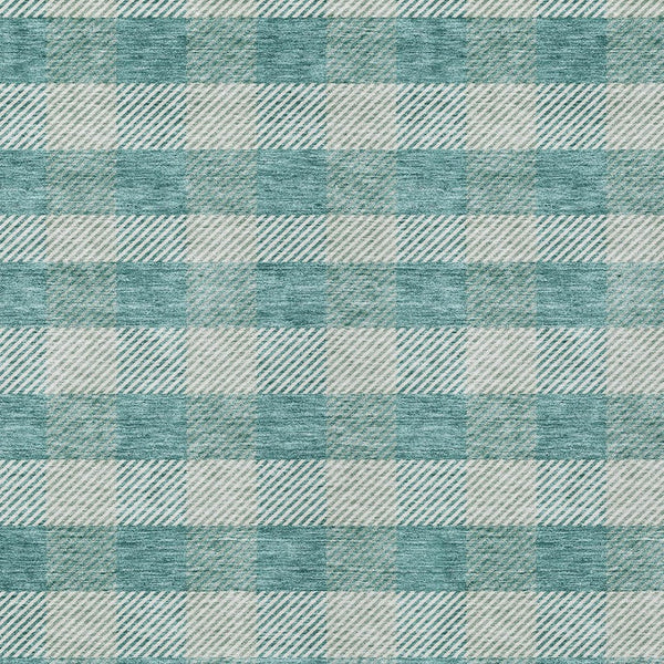 HomeRoots 5' Stylish Teal Blue and Ivory Plaid Indoor Outdoor Area Rug - Durable, Washable, Versatile Design 5' X 8' 595512