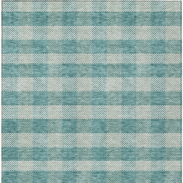 HomeRoots 5' Stylish Teal Blue and Ivory Plaid Indoor Outdoor Area Rug - Durable, Washable, Versatile Design 8' X 10' 595514