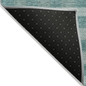 HomeRoots 5' Stylish Teal Blue and Ivory Plaid Indoor Outdoor Area Rug - Durable, Washable, Versatile Design 8' X 10' 595514