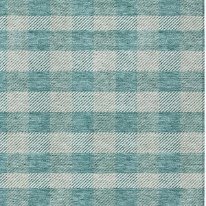 HomeRoots 5' Stylish Teal Blue and Ivory Plaid Indoor Outdoor Area Rug - Durable, Washable, Versatile Design 8' X 10' 595514