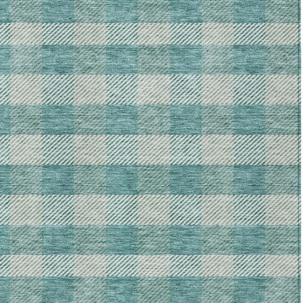 HomeRoots 5' Stylish Teal Blue and Ivory Plaid Indoor Outdoor Area Rug - Durable, Washable, Versatile Design 8' X 10' 595514