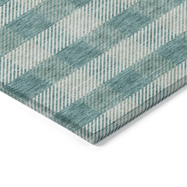 HomeRoots 5' Stylish Teal Blue and Ivory Plaid Indoor Outdoor Area Rug - Durable, Washable, Versatile Design 10' X 14' 595516