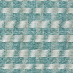 HomeRoots 5' Stylish Teal Blue and Ivory Plaid Indoor Outdoor Area Rug - Durable, Washable, Versatile Design 10' X 14' 595516