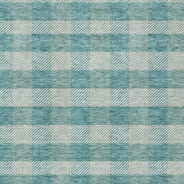 HomeRoots 5' Stylish Teal Blue and Ivory Plaid Indoor Outdoor Area Rug - Durable, Washable, Versatile Design 10' X 14' 595516
